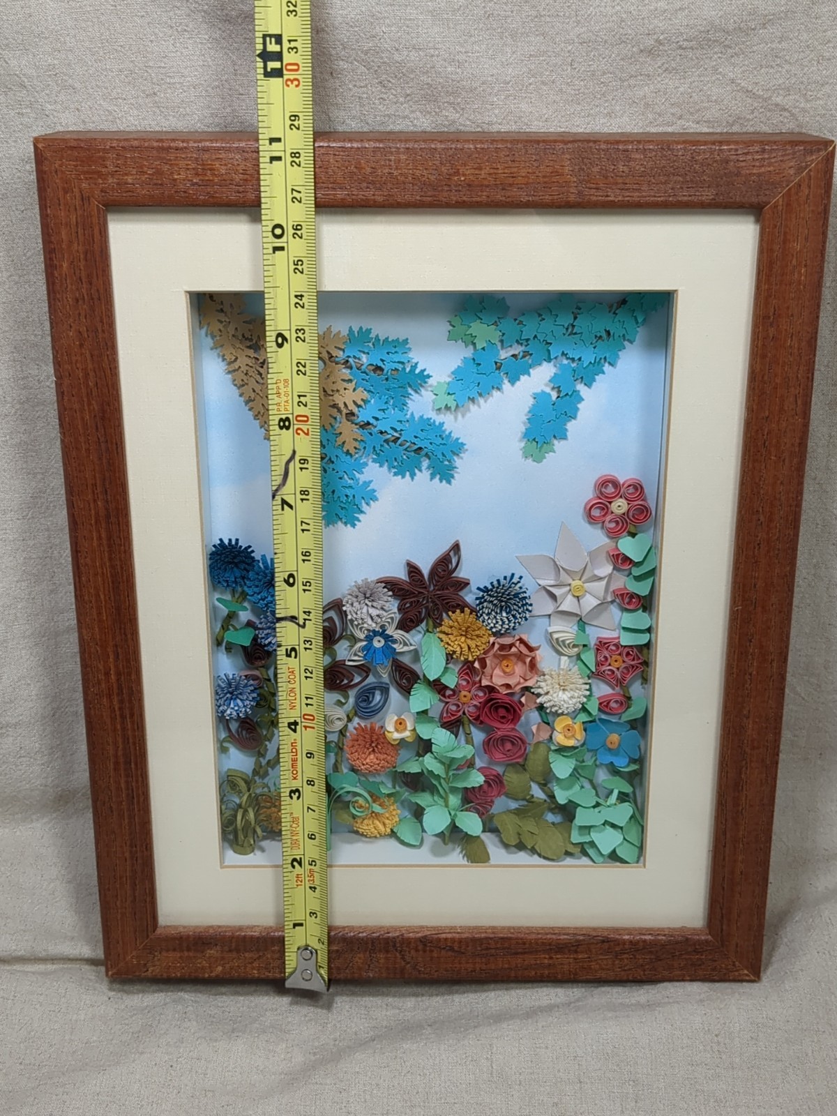 Wood Framed 3D Floral Wall Hanging Art Home Office Decor Set Of 2