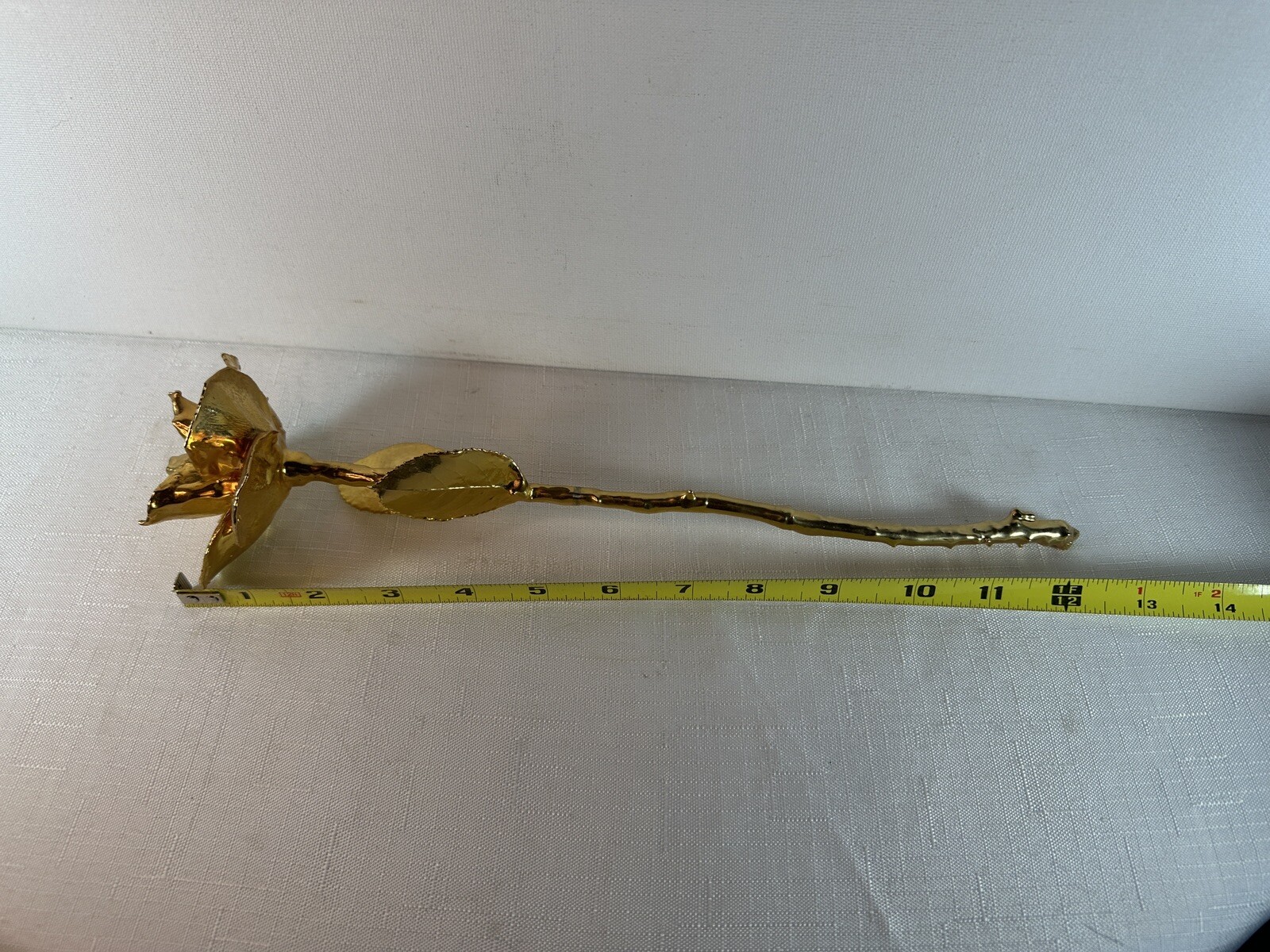 Real Rose Dipped Preserved In 24K Gold Long Stem 2 Leaves Forever Rose Gift