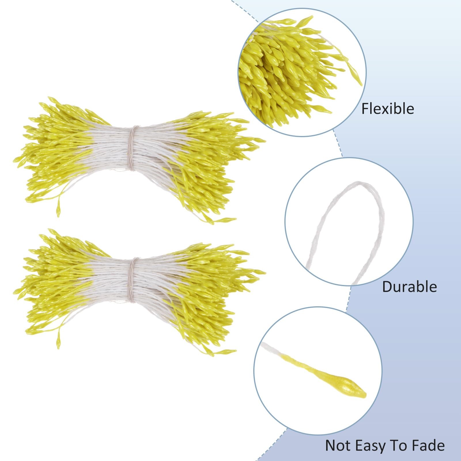 1080 Pack Double Heads Flower Stamen-1mm Artificial Flower Stamen Pistil Matt…