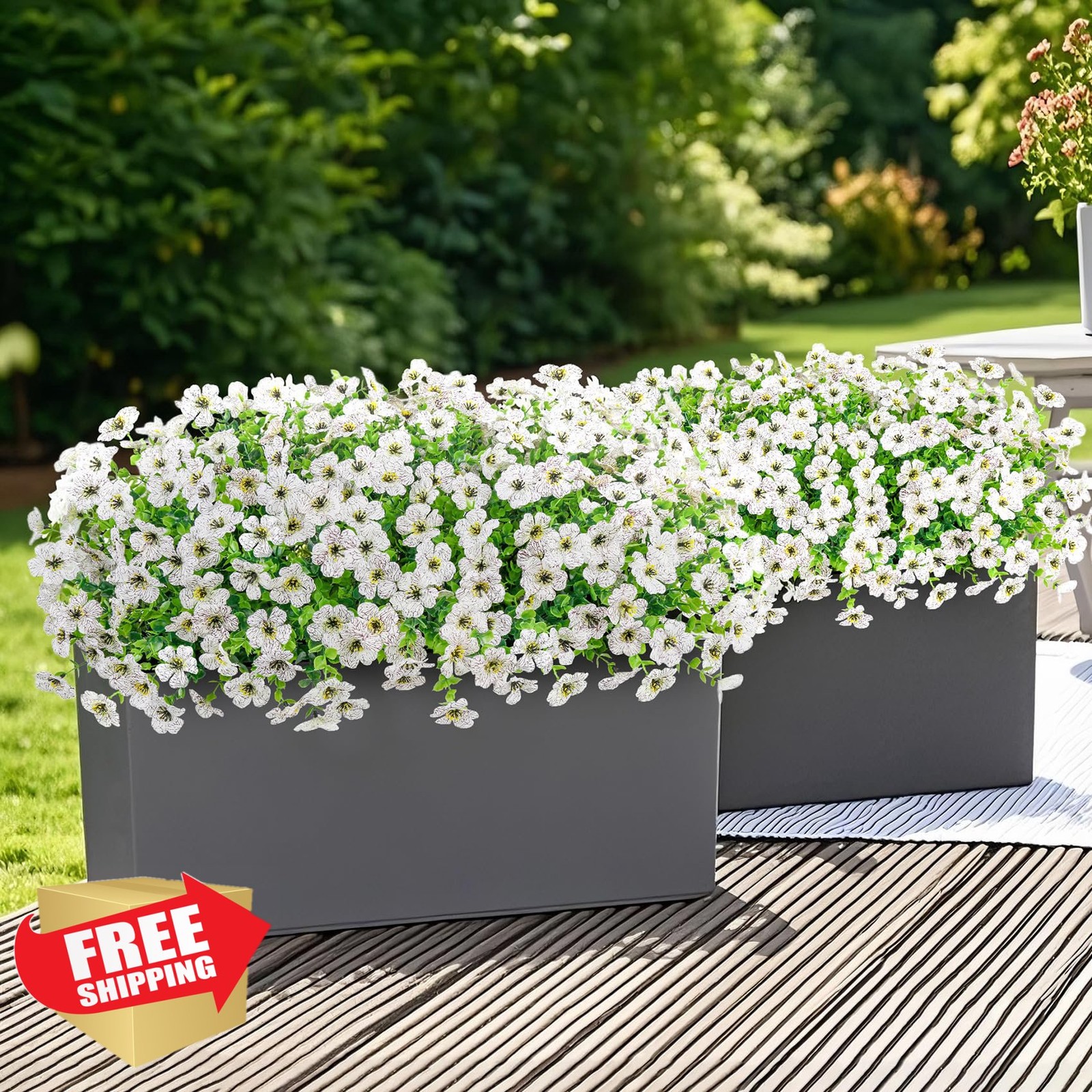 Besteek 20 Bundles White Daisy Eucalyptus Artificial Flowers Outdoor UV