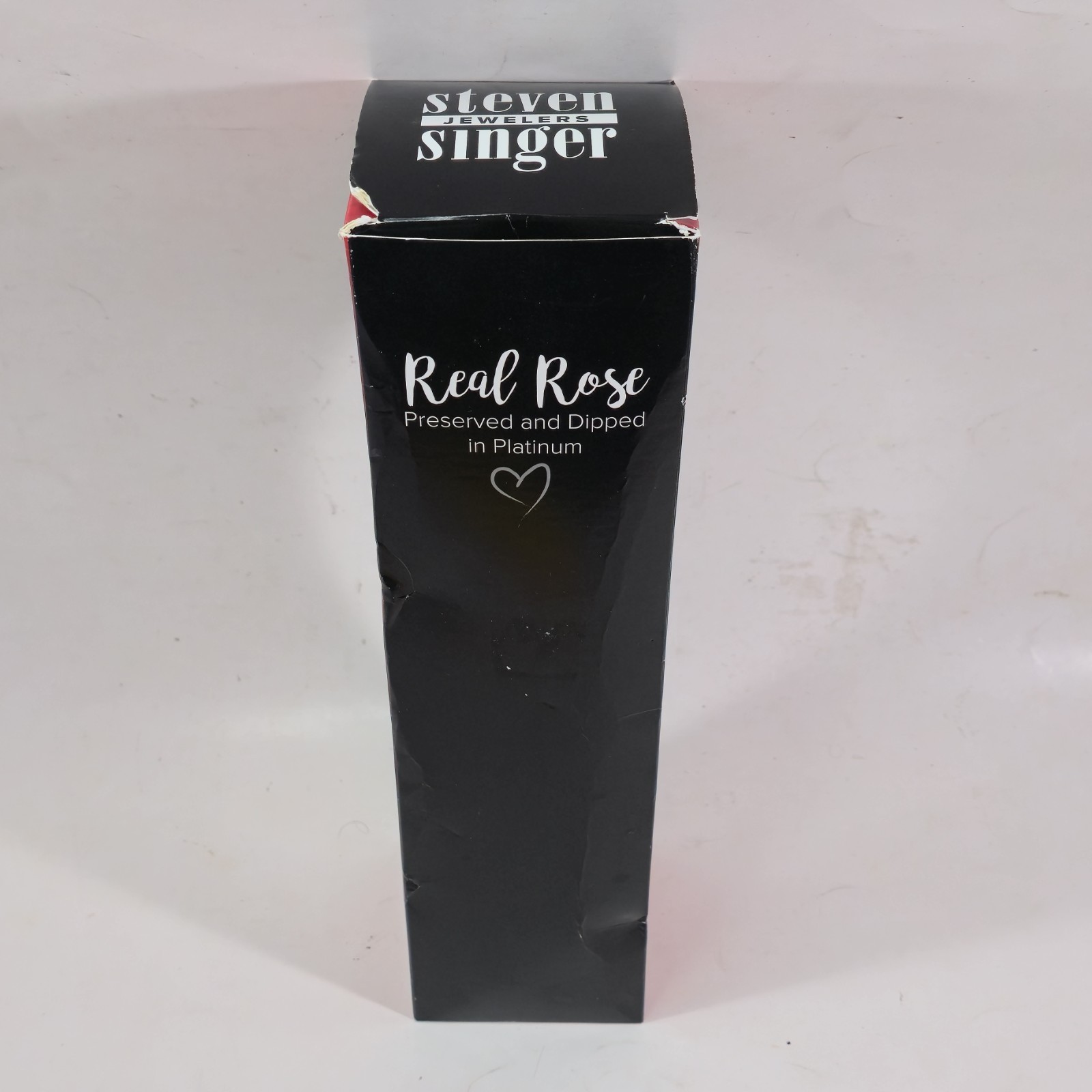 Steven Singer Jeweler Real Rose Preserved Dipped in Platinum Black & Green 12″