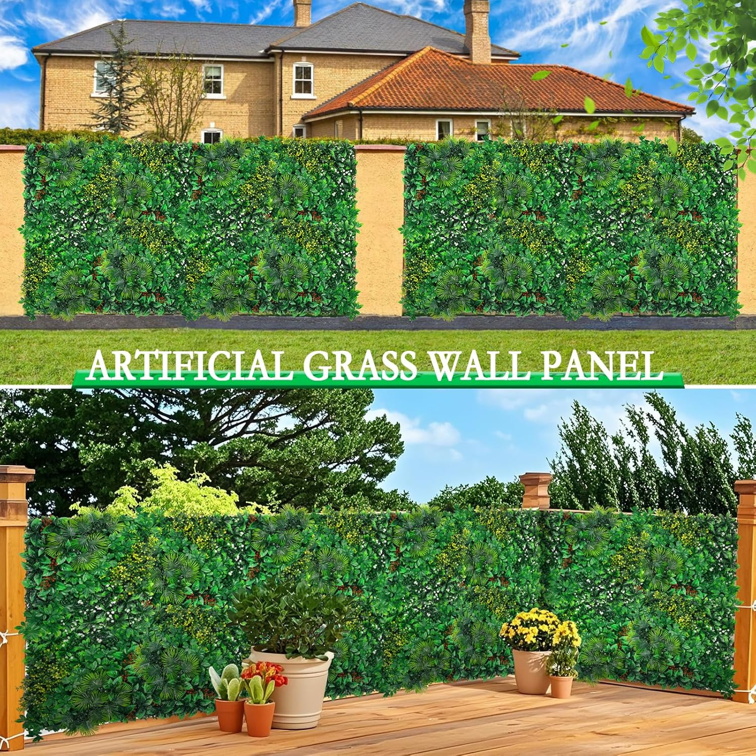20”x20” Boxwood Wall Panels – 12Pcs Faux Grass for Indoor/Outdoor Decor
