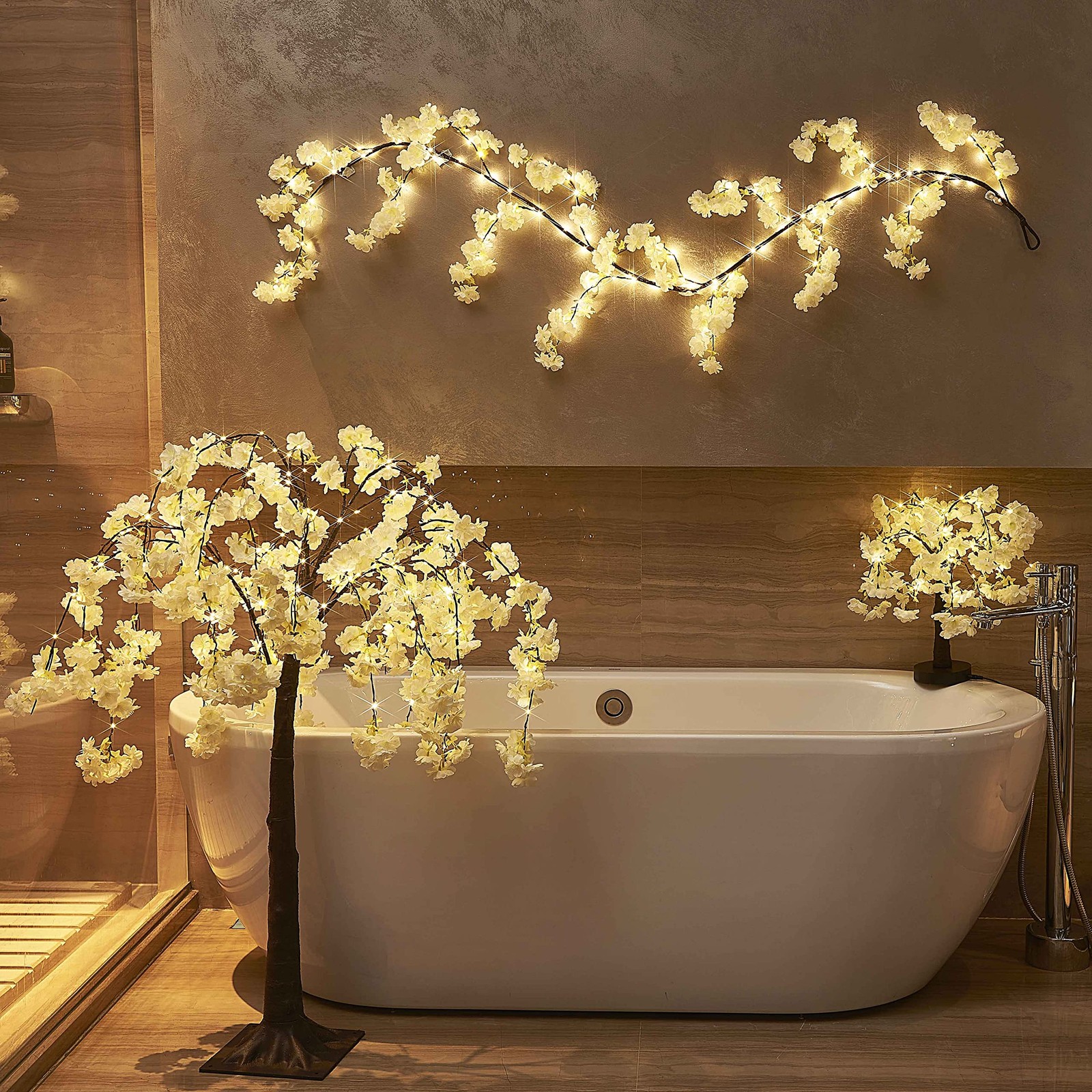 Cherry Blossom Tree Fairy Lights Battery/USB Powered Timer 18 Inch Table Decor