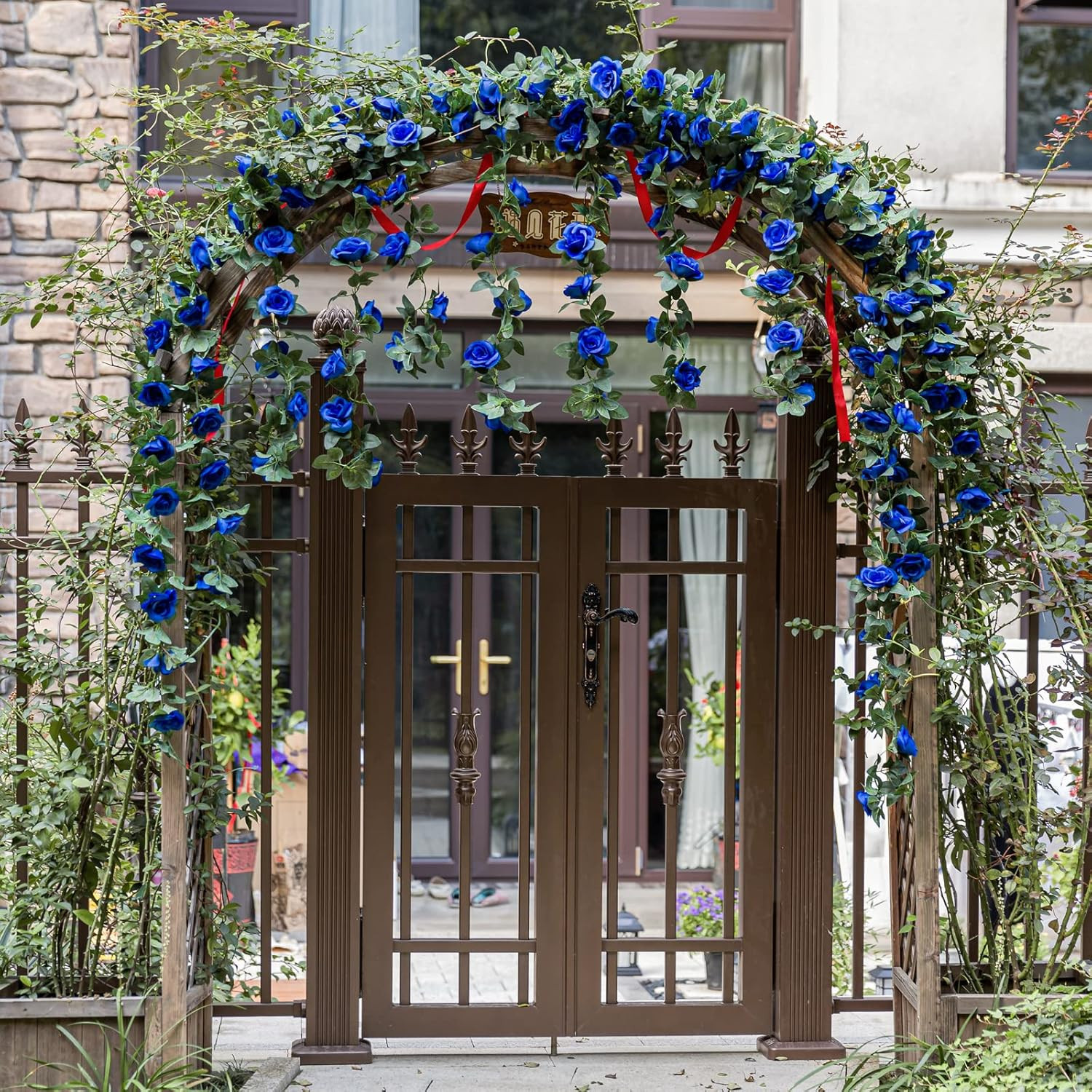 2 Pack (16FT) Artificial Rose Vine Fake Flowers Garland Hanging Silk Rose Ivy…