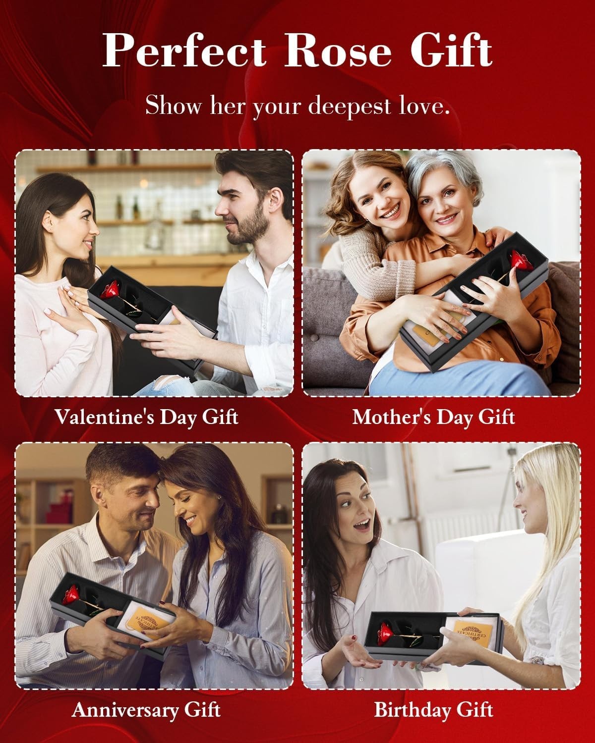 Valentine Gift Real Rose Dipped 24K Gold ，Best Valentines Rose Gift for Her Wife
