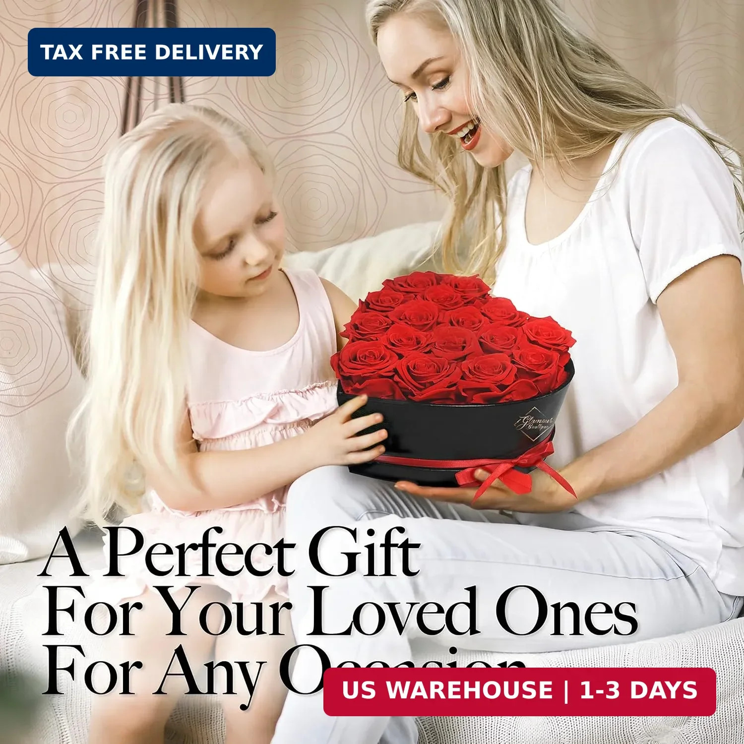 GLAMOUR BOUTIQUE 16 Flower Forever Heart Shape Box, Mothers Day Gift For Mom, Et