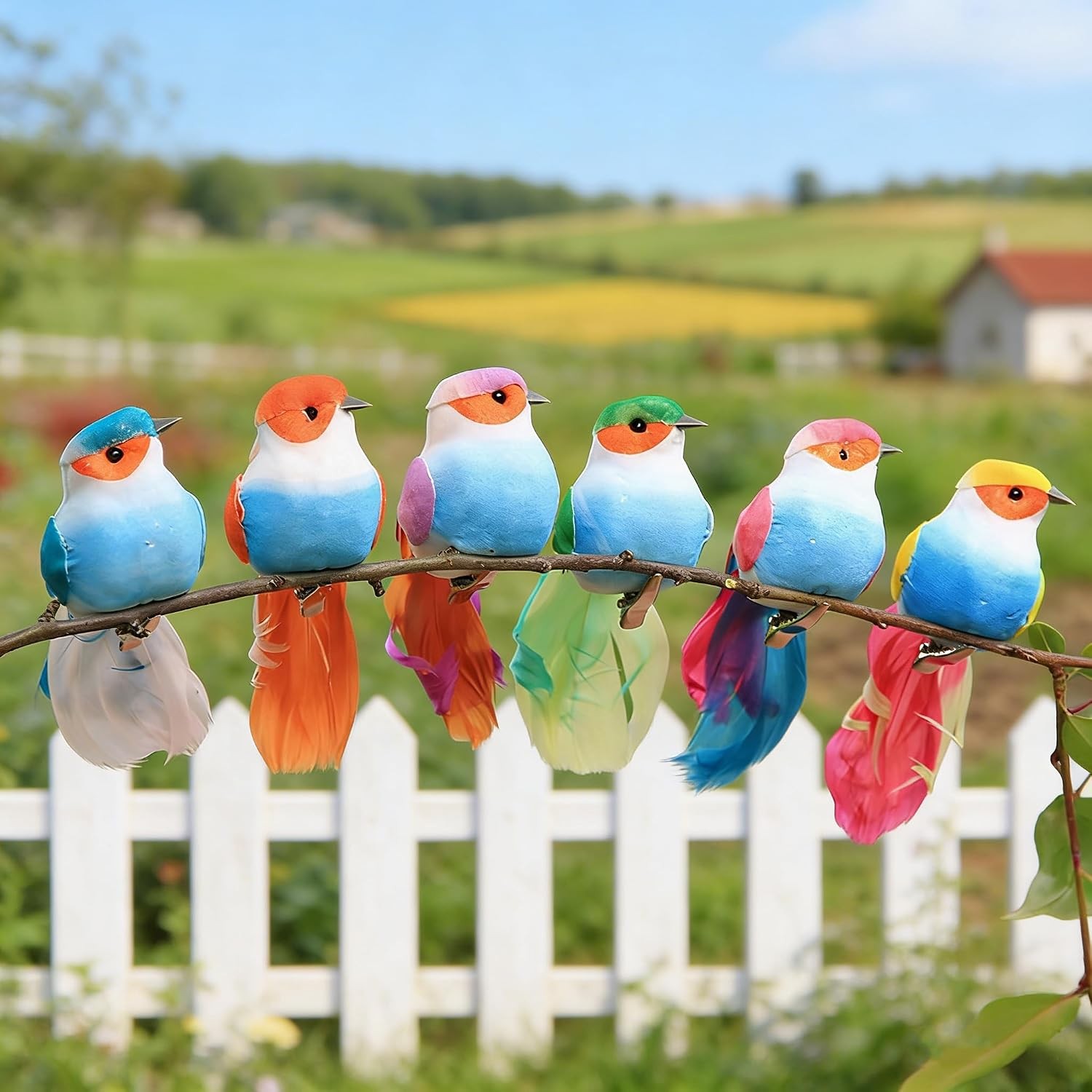 Artificial Bird Decorations Assorted Colors Fake Bird for Home Spring Decor