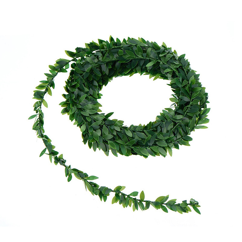 7.5m Garland Green Leaf Wire Vine Rattan Artificial Flower for DIY Wreath Crafts