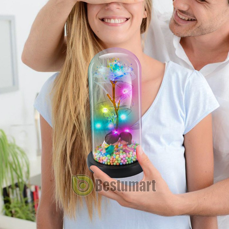 LED Dipped Real Rose 24K Rose Flower Forever Preserved For Valentine’s Gift