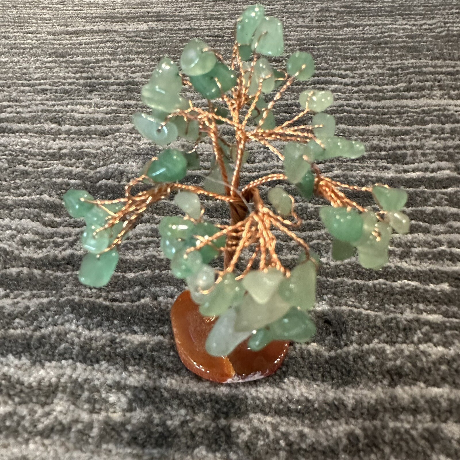 Crystal Tree Healing Natural Green Gemstone Stone Base Copper Wire Handmade
