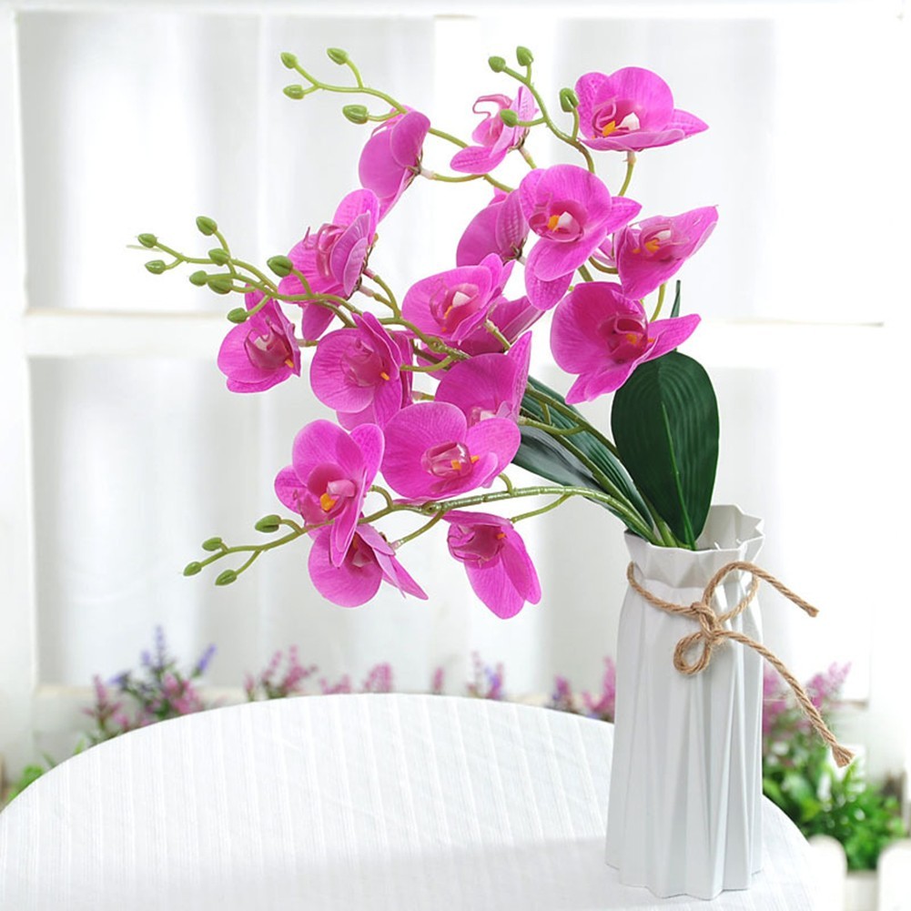 2pcs Artificial Phalaenopsis Orchid Flowers for Living Room and Office Decor