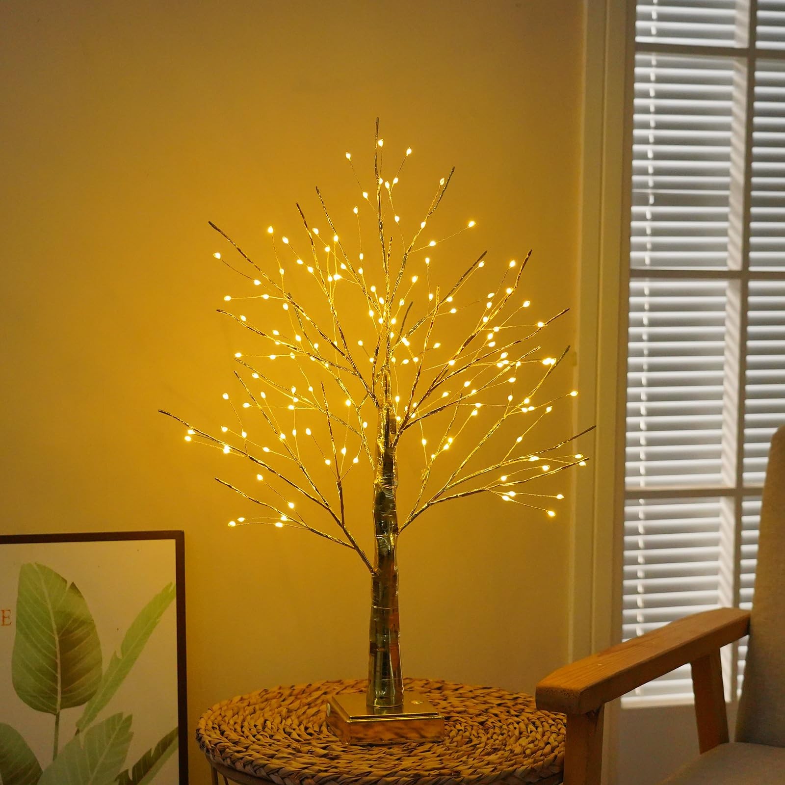 144 Artificial Tree Lamp with Timer, DIY Birch Tree with Lights, Lighted up T…