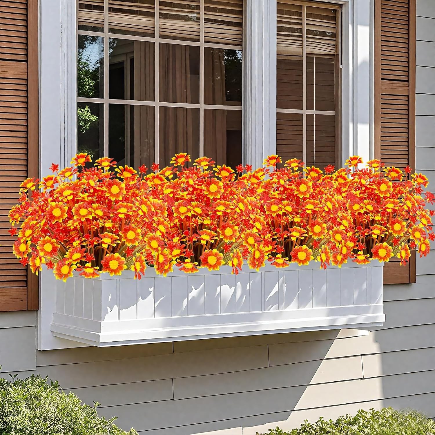 8 Bundles Artificial Mums for Outdoors Fall Flowers UV Resistant Fall Decor |