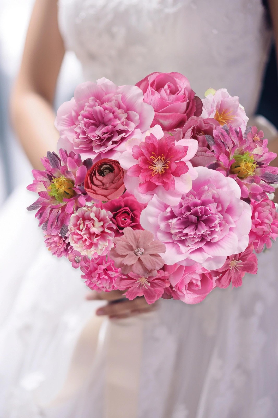 Artificial Flowers Heads Combo Rose Red Flowers Mix Silk Flowers Heads Pink B…