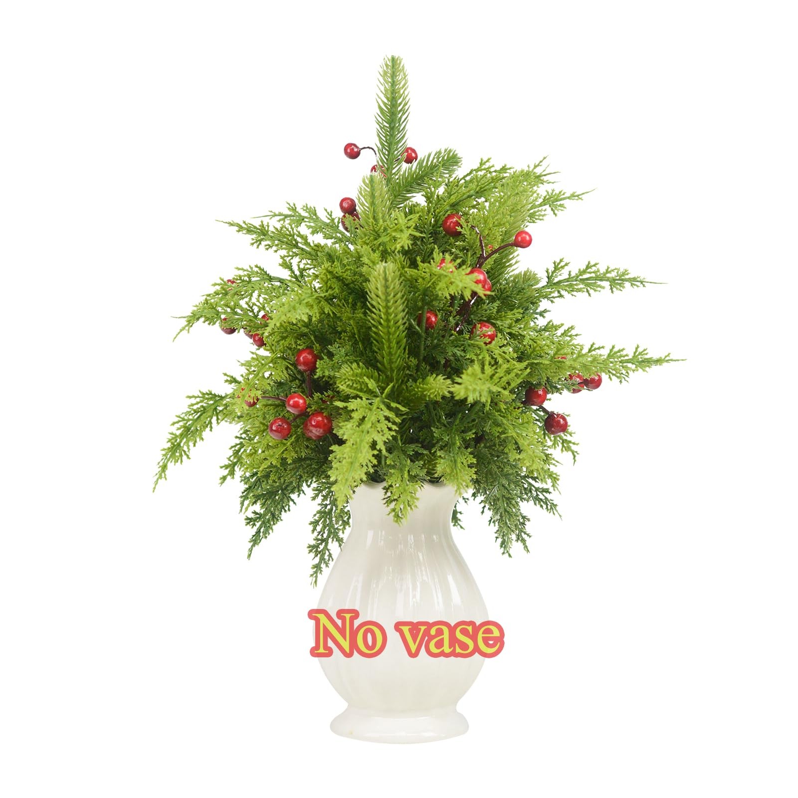 36 Pcs Pine Branches with Red Berries and Cypress Grass – 18 Inch Artificial …