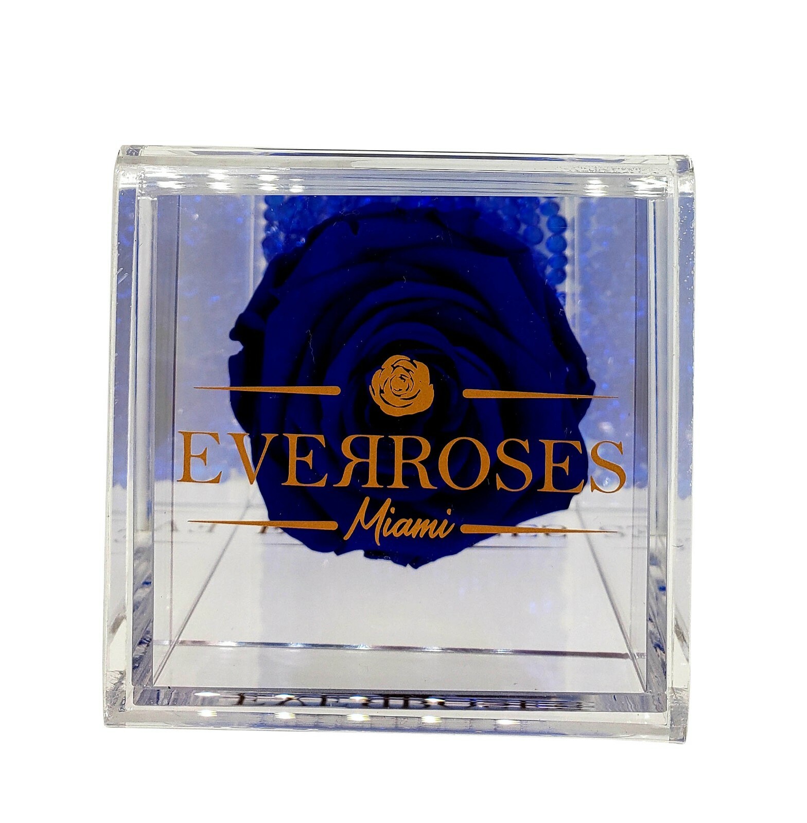 ROYAL BLUE Rose in a single Acrylic box real long-lasting preserved rose