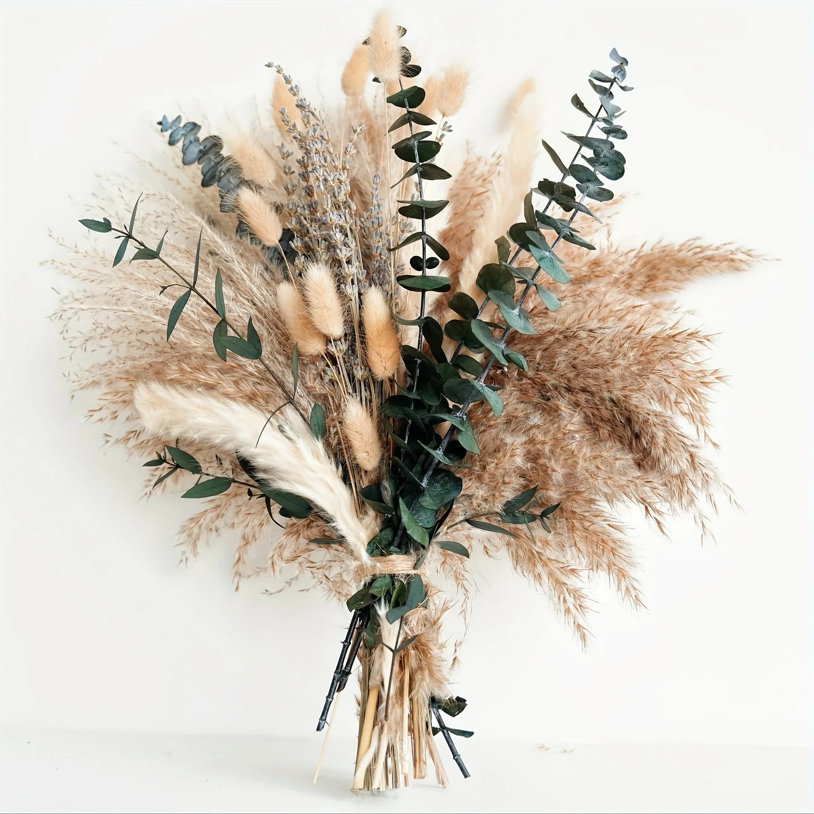 80PCS Natural Dried Flowers Bouquet Pampas Grass Bunny Tail Grass Boho Home Wedd
