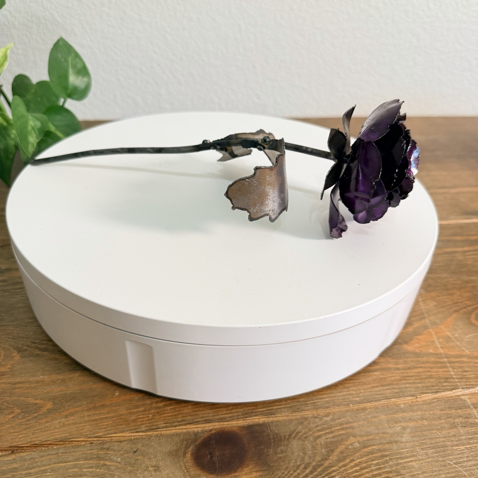 Hand Crafted Welded, Metal Forever Purple Rose