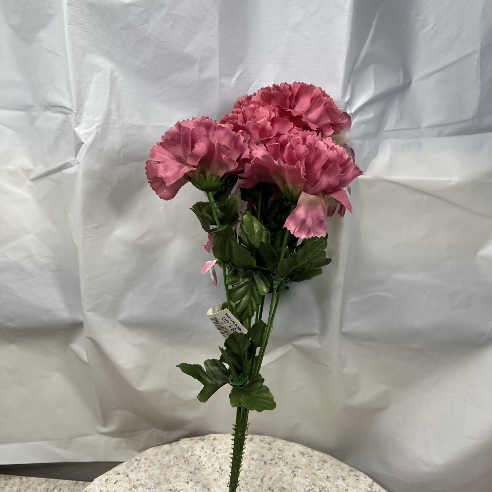 9 Vtg Bouquets Faux Flowers Mauve Pink Burgundy Roses Daisies Carnations NOS