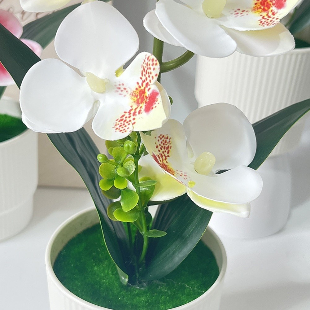 Soft Plastic Artificial Orchid in Pot 12.2in/31cm Tall for Home Office Tabletop