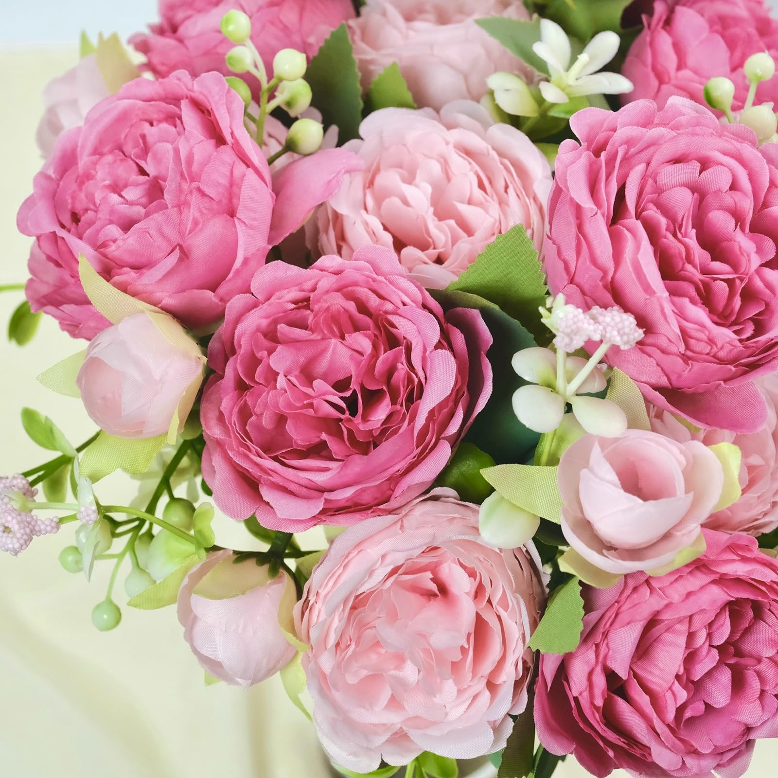 AUMVEYI 6 Pcs Peonies Artificial Flowers Bulk, Blush Pink Silk Peonies Fake B…