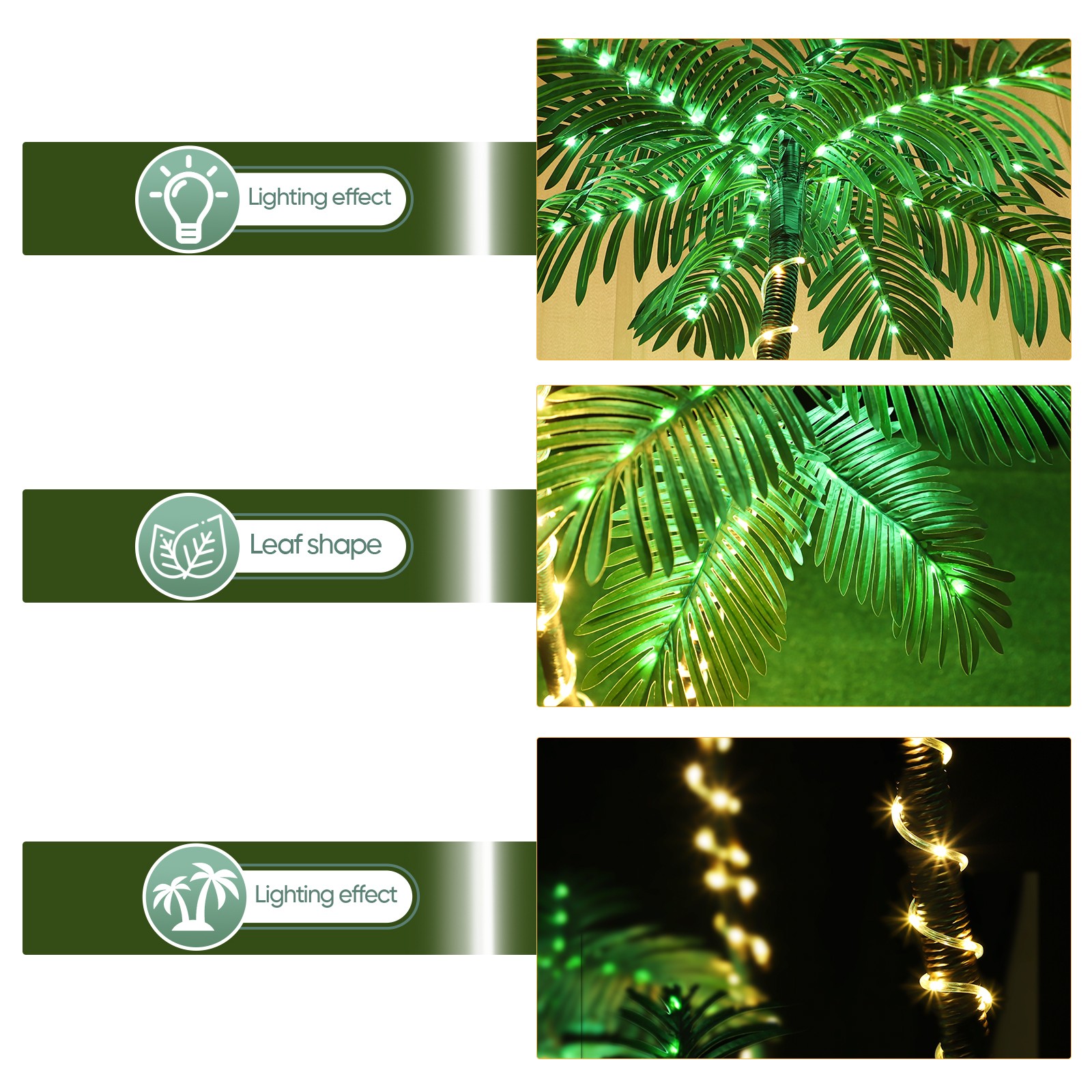 6FT Lighted Palm Tree, Artificial Tree w/LED Lights for Patio Beach Pool Party