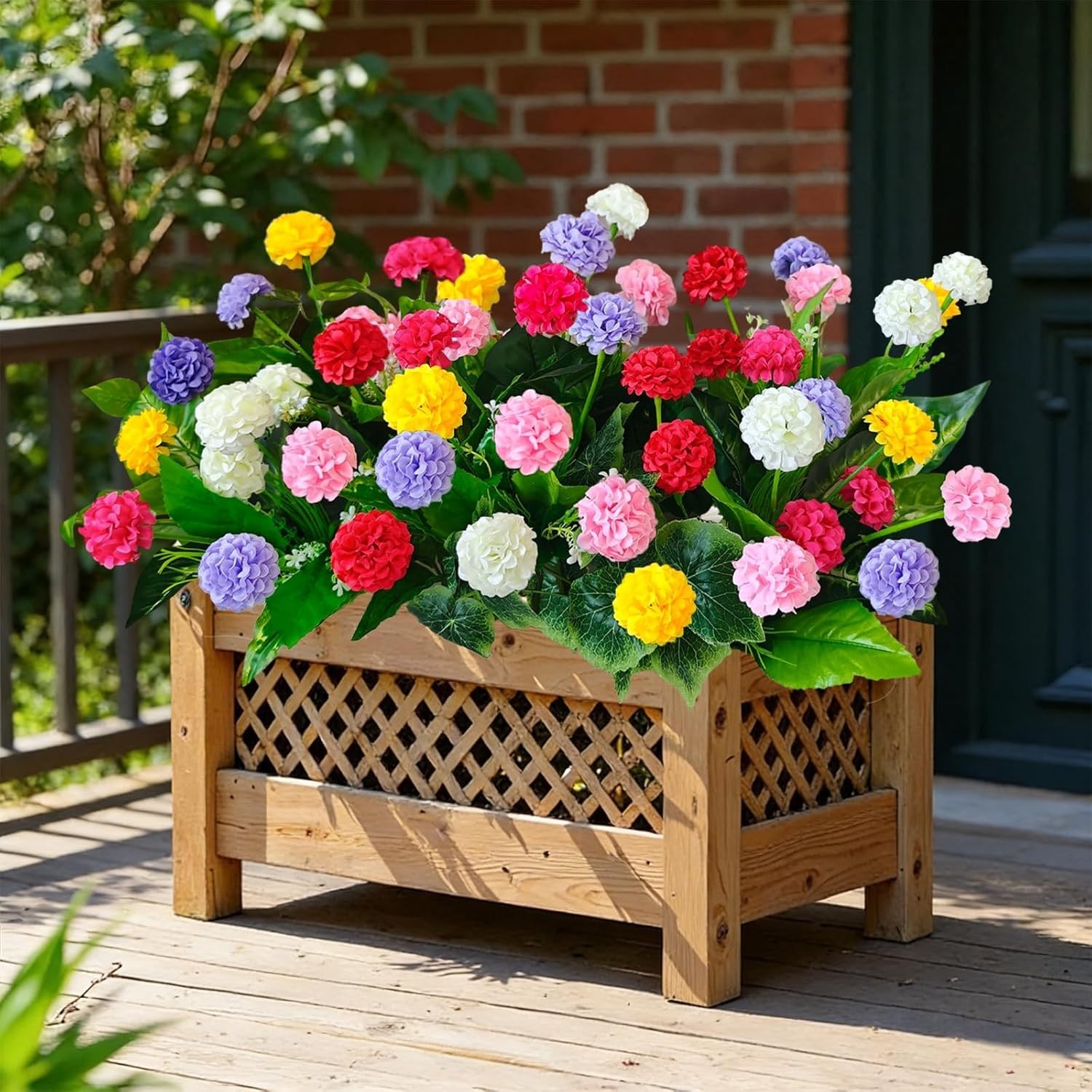 10Pcs UV Resistant Colorful Artificial Mums Flowers for Outdoor & Indoor Decor