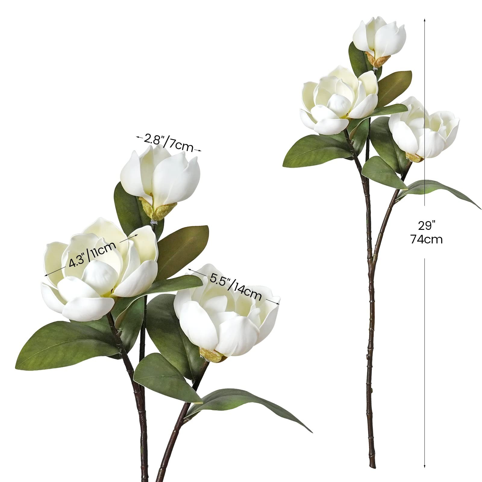 4 Pcs Vintage 12 Heads Artificial Magnolia Flower Foam Long Stem Flower Bouqu…