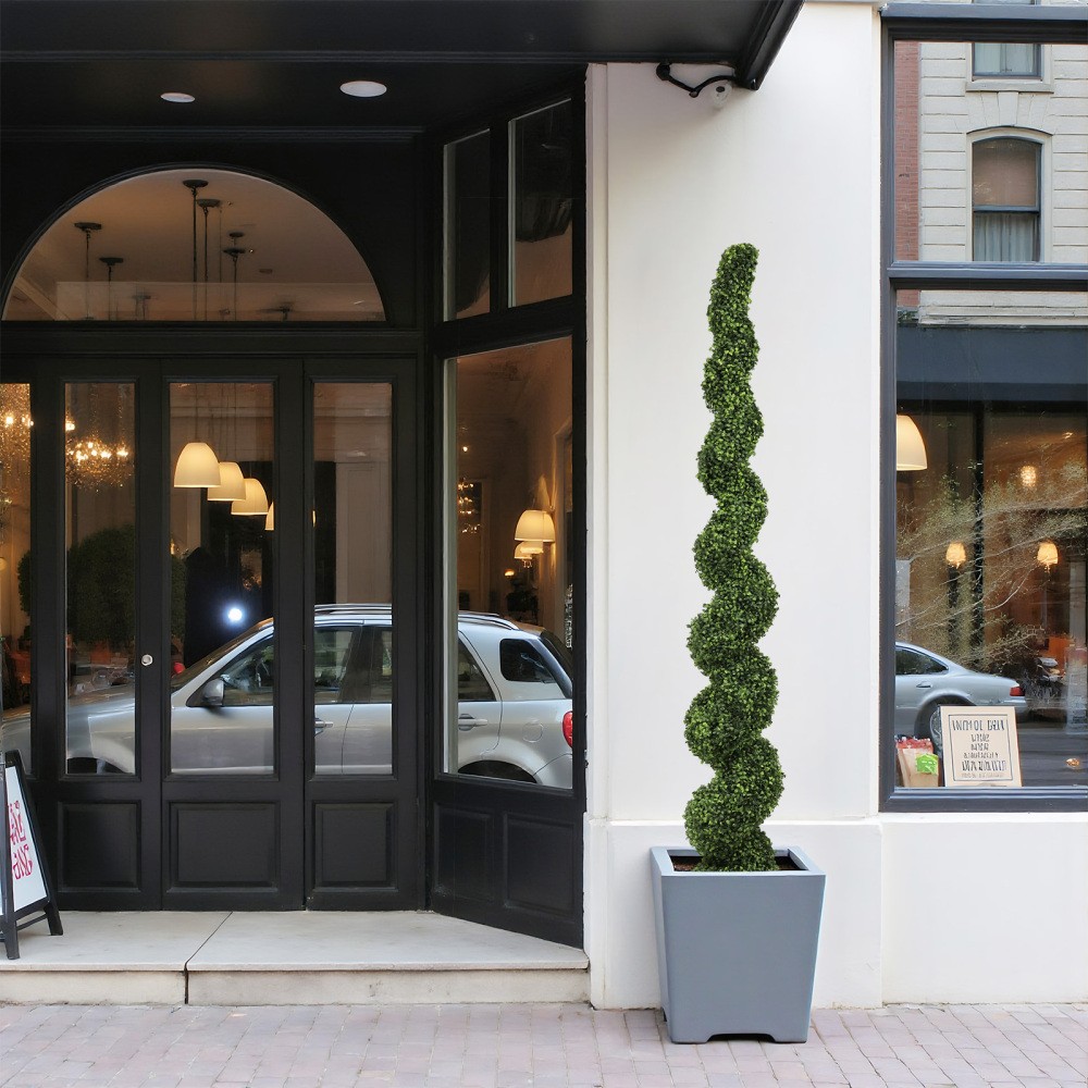 7FT Spiral Topiary Trees Artificial Outdoor Faux Boxwood Plants Large Twisted