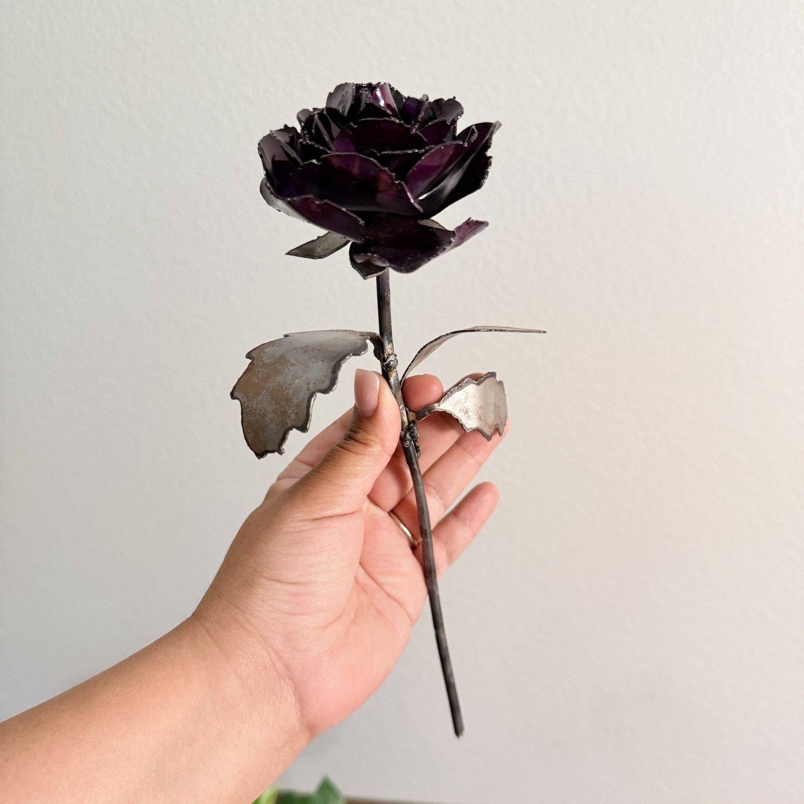 Hand Crafted Welded, Metal Forever Purple Rose