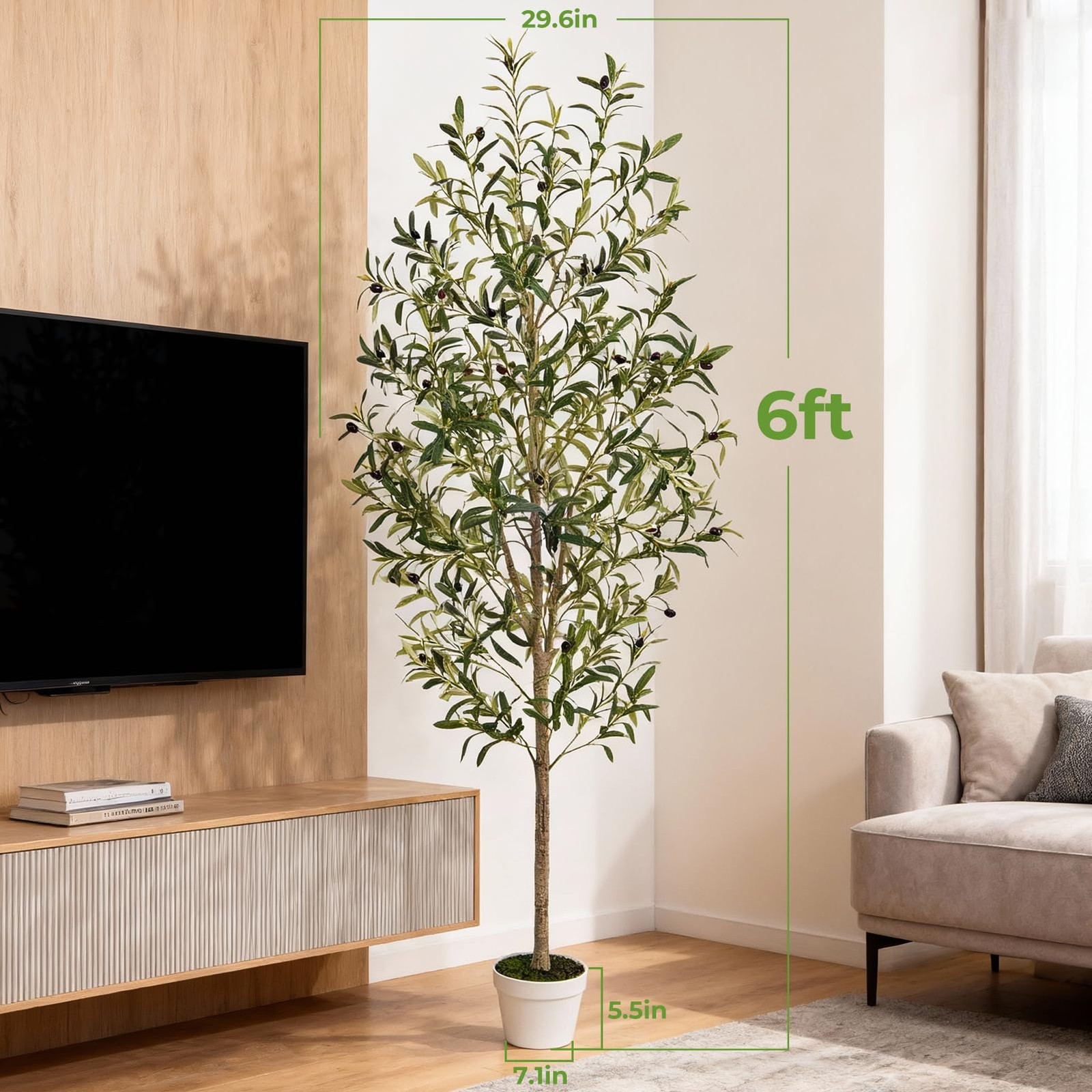 Artificial Olive Trees with Lifelike Natural Trunk, Leaves, Moss and Fruits, …