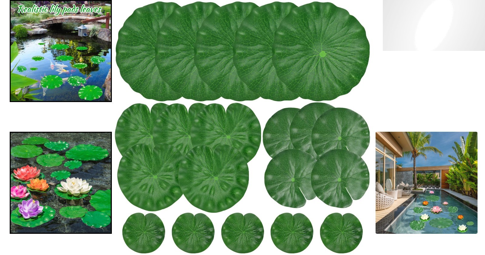 Stunning 20 Piece Faux Lily Pad Set – Multiple Sizes for All Water Features