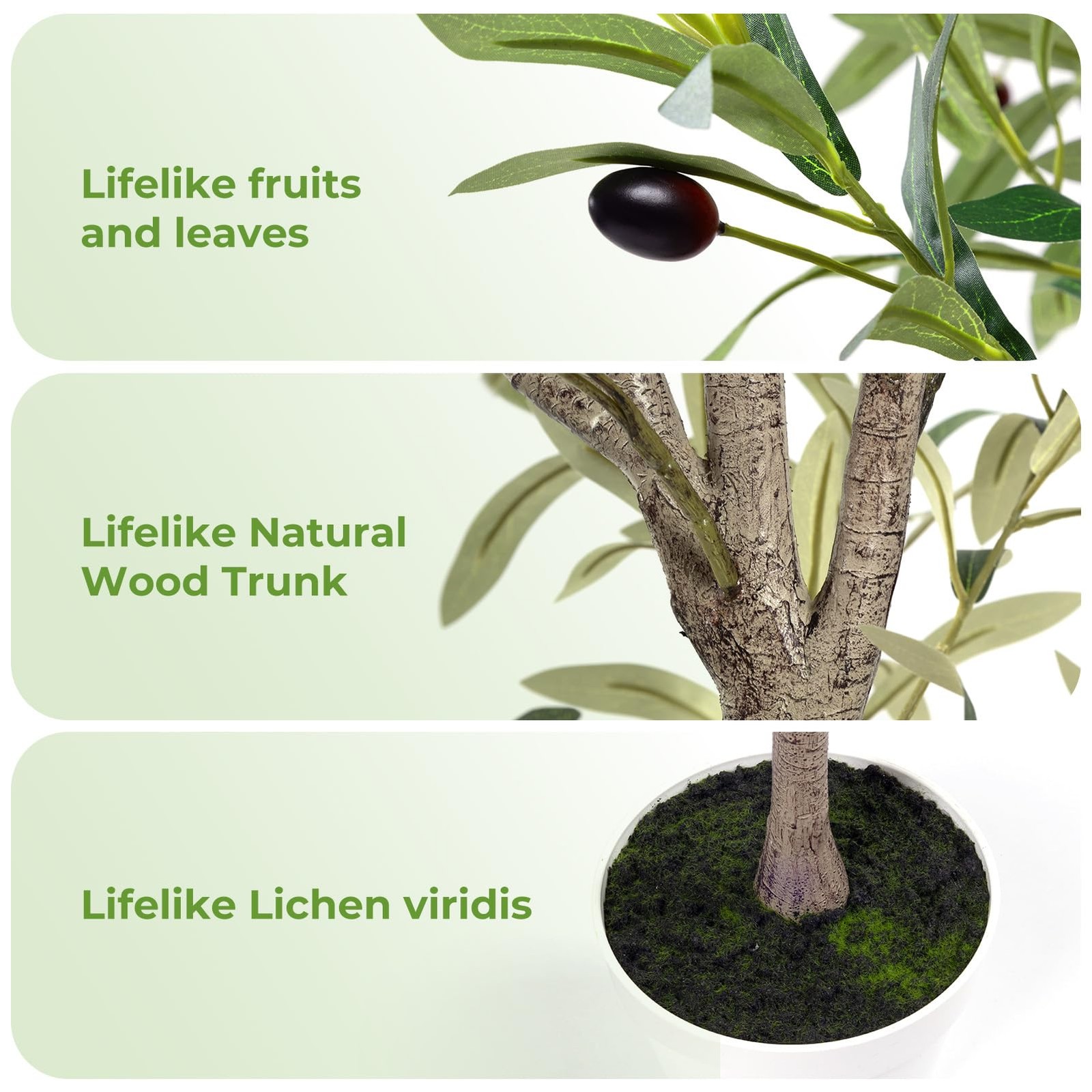 Artificial Olive Trees with Lifelike Natural Trunk, Leaves, Moss and Fruits, …