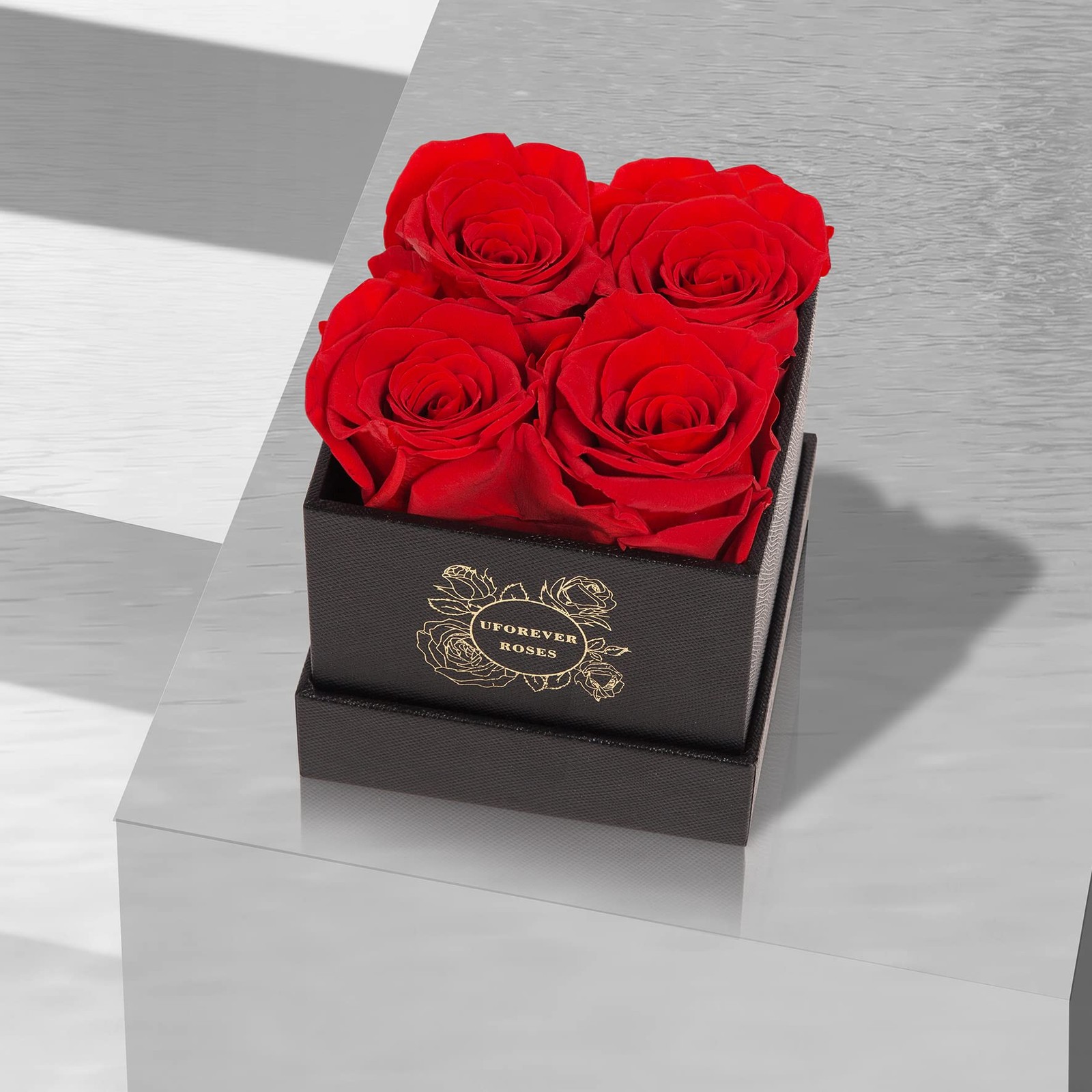 4 PCS Preserved Roses In Box Flowers Gift For Her Red Anniversary Birthday