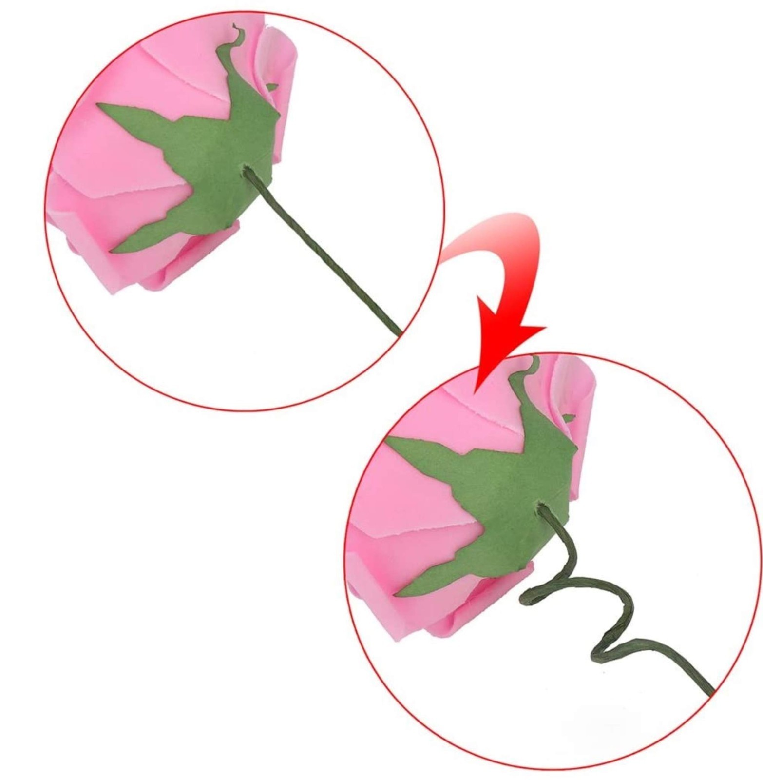 Artificial Foam Roses – Real Touch Pink Roses with Stems (Latex Foam)