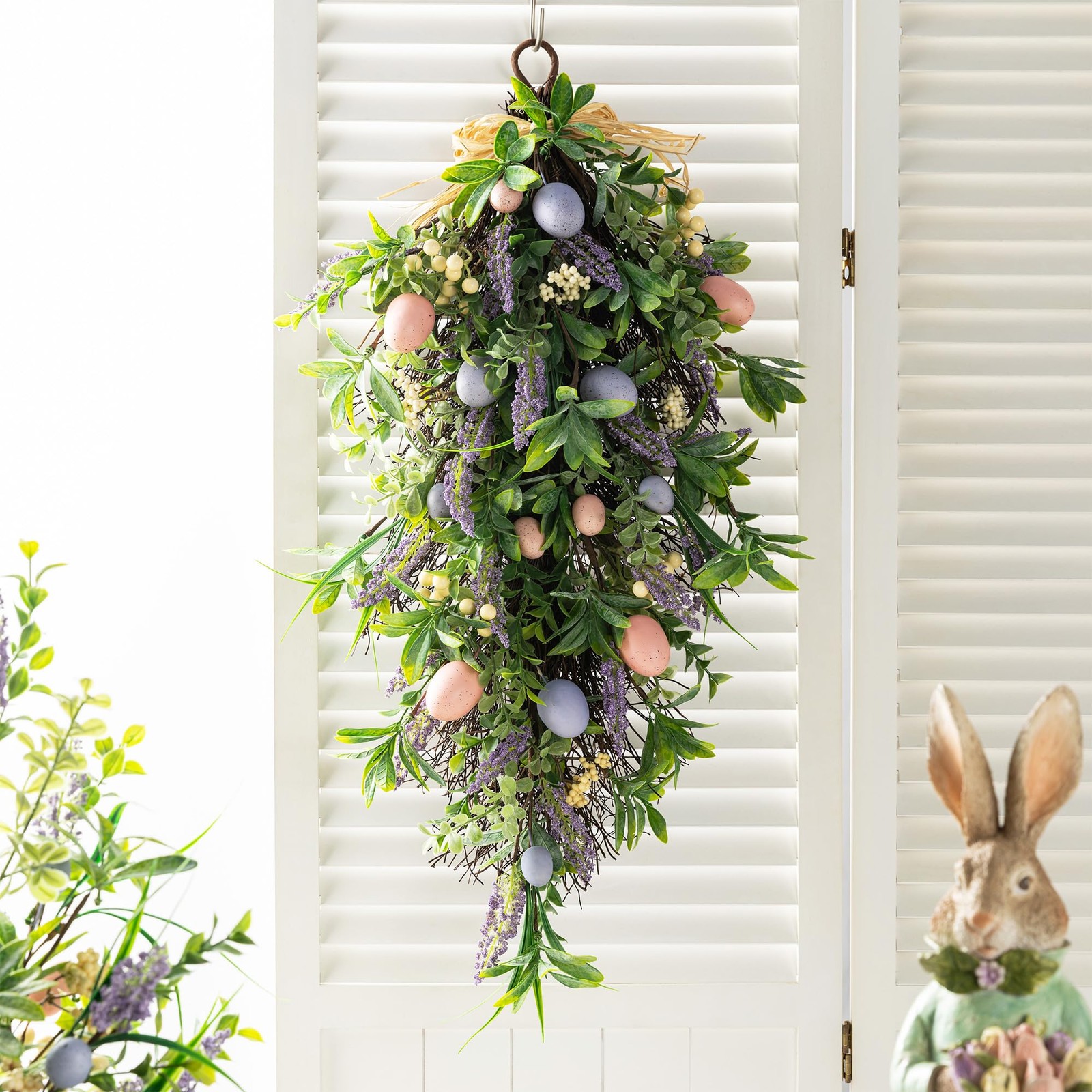 Easter Swag 28 Inch Artificial Spring Teardrop Wreath for Front Door & Porch …