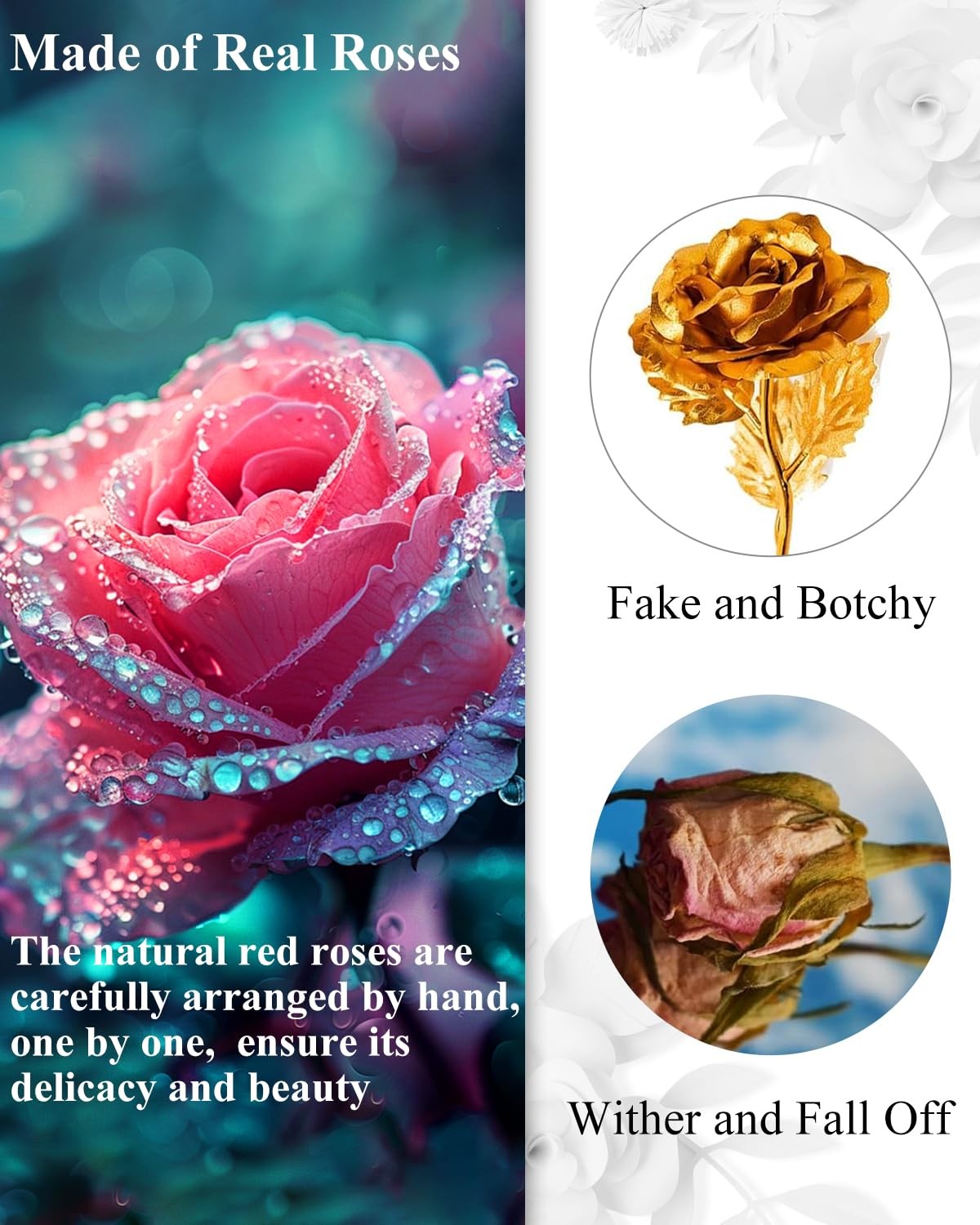 16 Flowers Preserved Roses Gifts for Women, Pink Forever Flowers Womens Birth…
