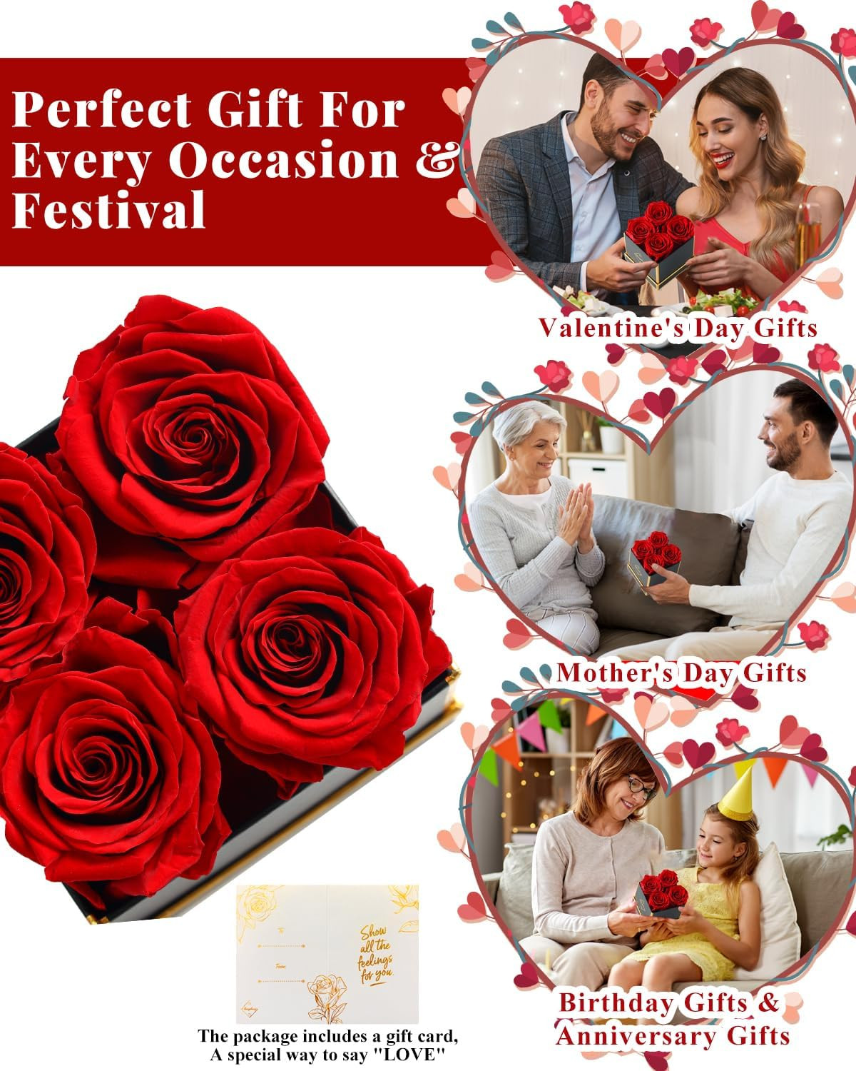 Forever Flowers, Preserved Roses in a Box, Eternal Rose Flowers for Delivery, Fo
