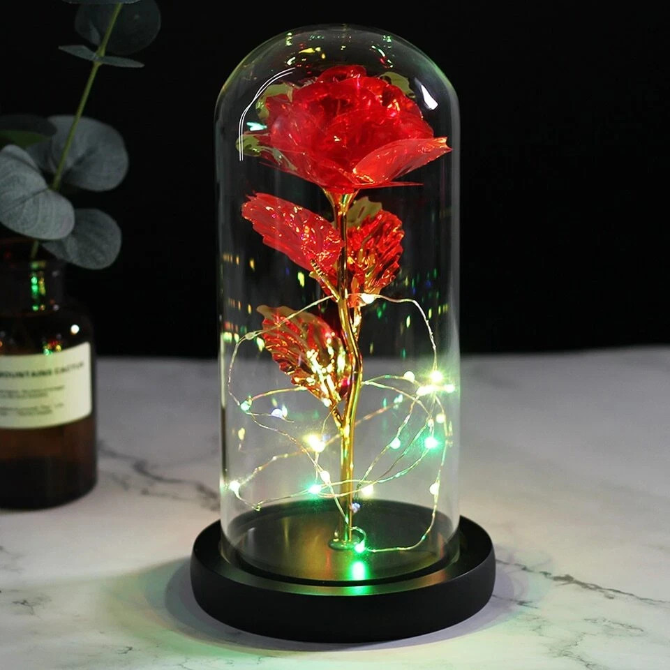 LED Enchanted Eternal Galaxy Rose Glass Dome Fairy Light Romantic Gift Decor