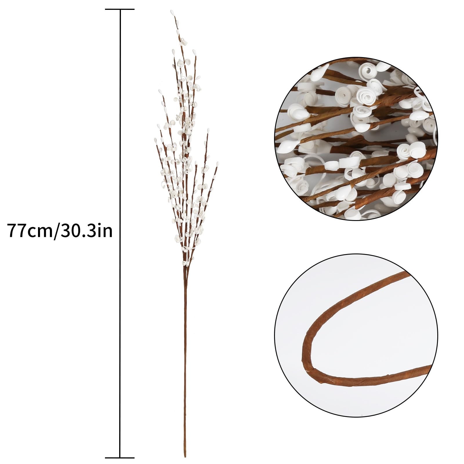 15 PCS 29.5 Inch White Artificial Jasmine Flowers Pussy Willow Fake Branches