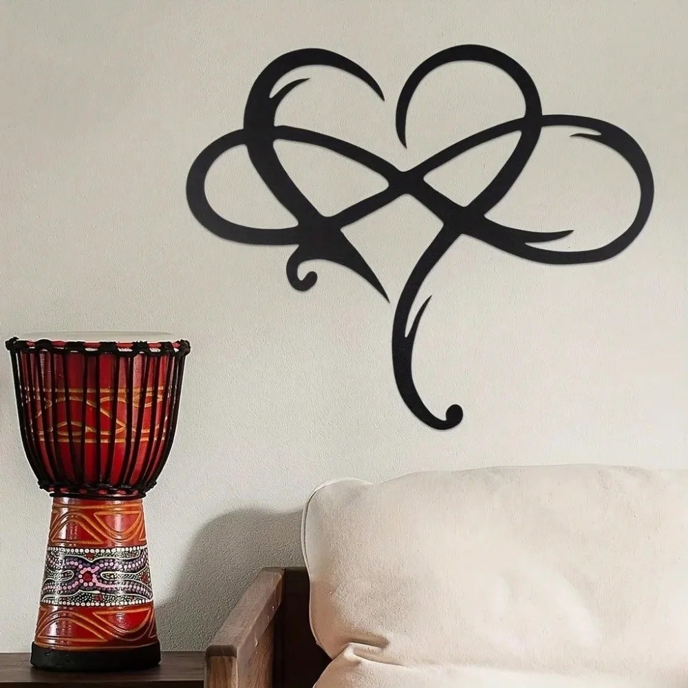 Black Infinity Heart Metal Wall Art Valentine Wedding Anniversary Home Decor