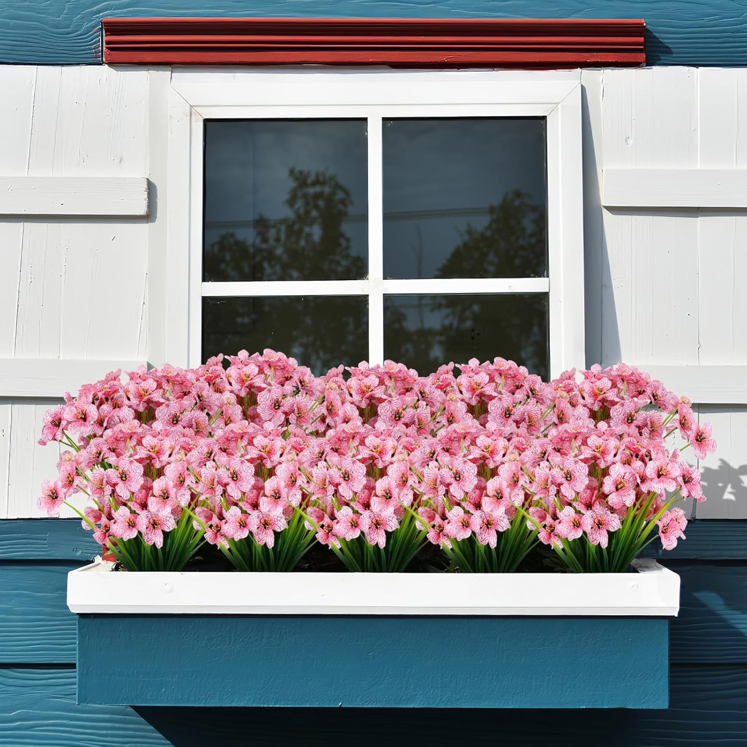24 Bundles Artificial Flowers for Outdoors, UV Resistant Artificial Outdoor