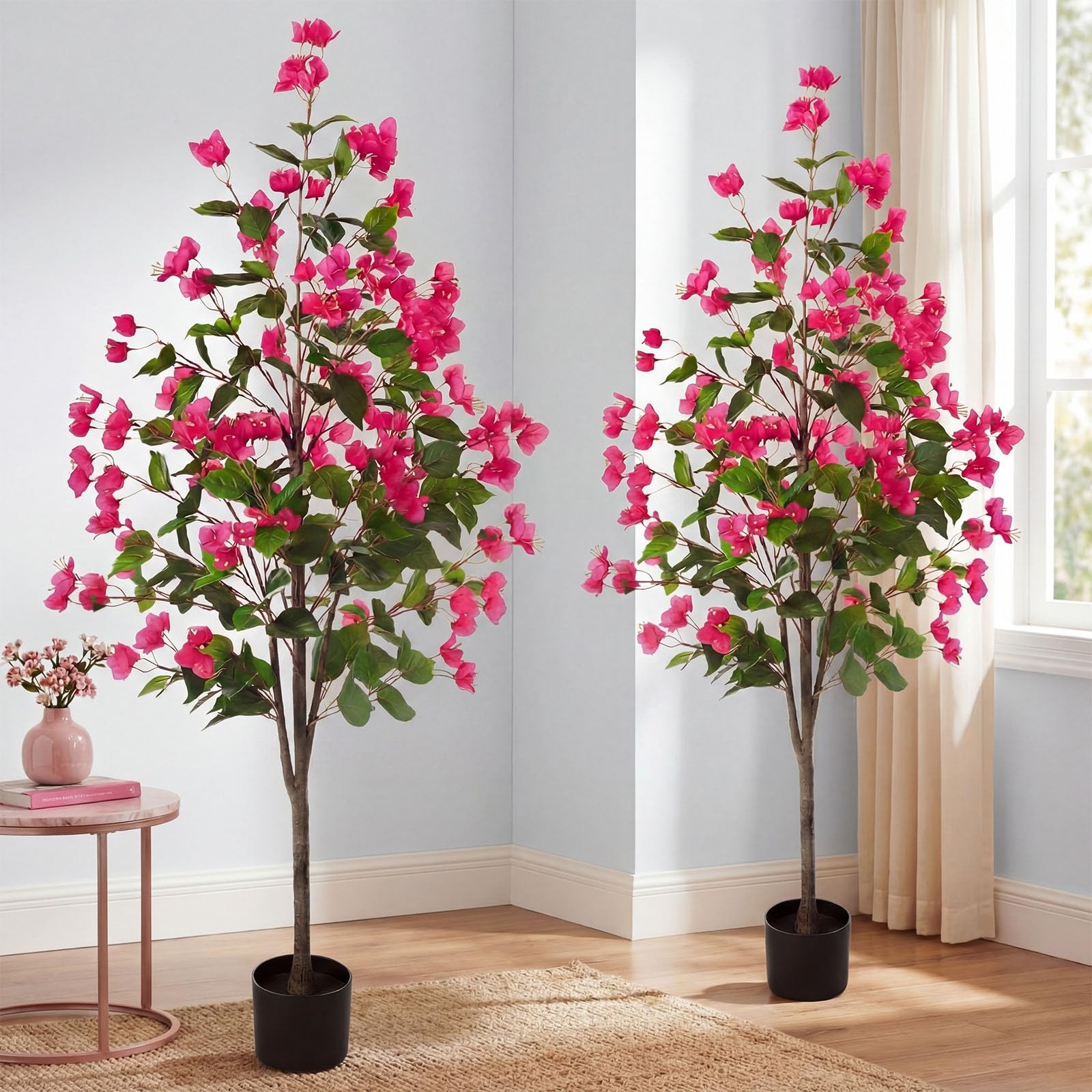 2 Pcs 5 FT Artificial Bougainvillea Trees Fake Bougainvillea Flowers Tree in …