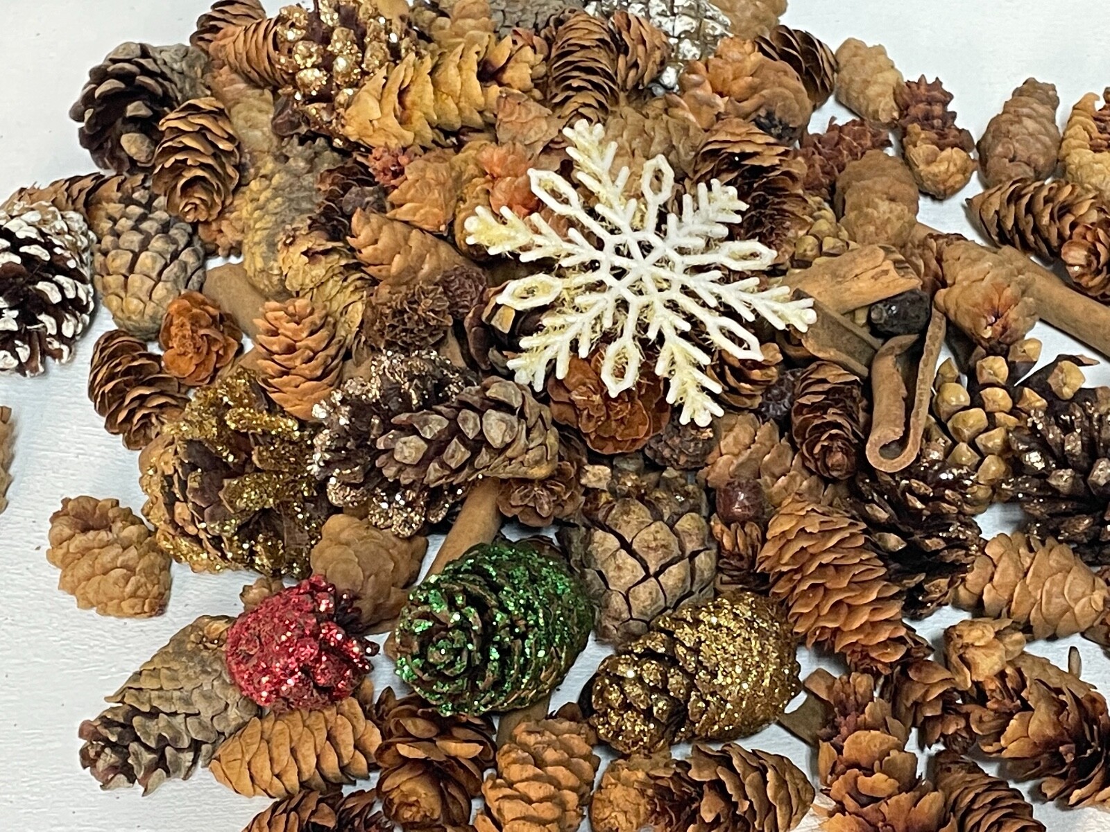 12 oz BOWL FILLERS Pinecones Cinnamon Snow Brown Red Green Rustic Fall Christmas