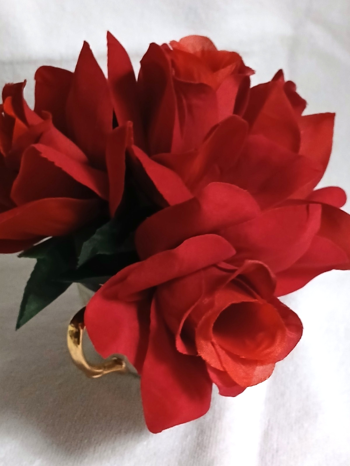 Red Rose Floral Arrangement Tea Cup POP-IN Romantic Elegant Wedding Holiday LOVE