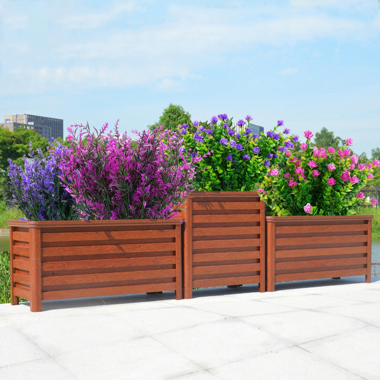 Artificial Flowers, Lavender Fake Flowers 6 Bundles UV Resistant Shrubs Faux …
