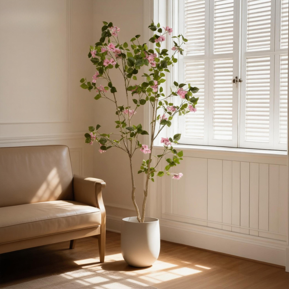 5FT Artificial Bougainvillea Tree with Black Plastic Pot Realistic Fake