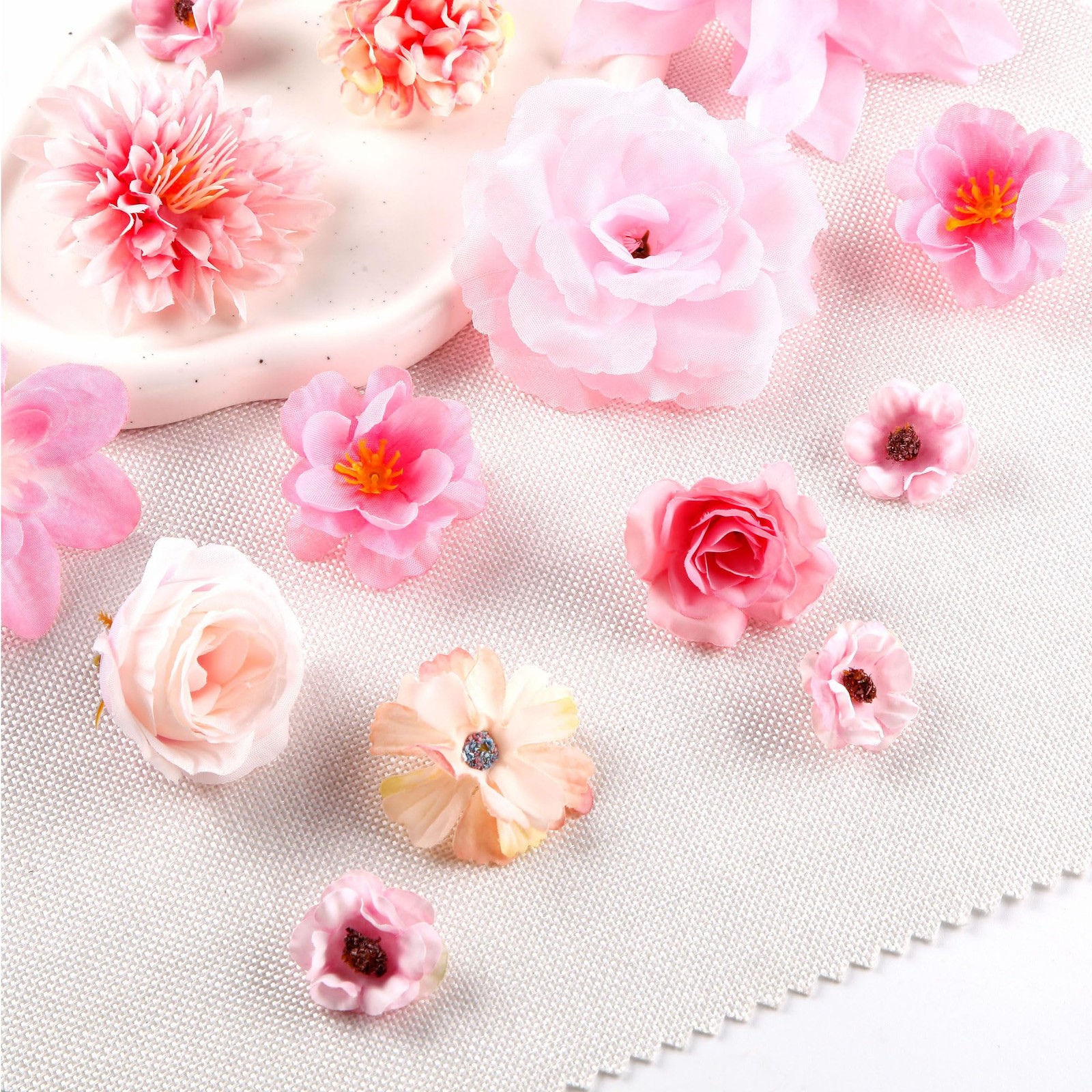 Artificial Flower Heads for Crafts 1-5 Inch, 80 Pcs Pink Silk Faux Peony Dais…