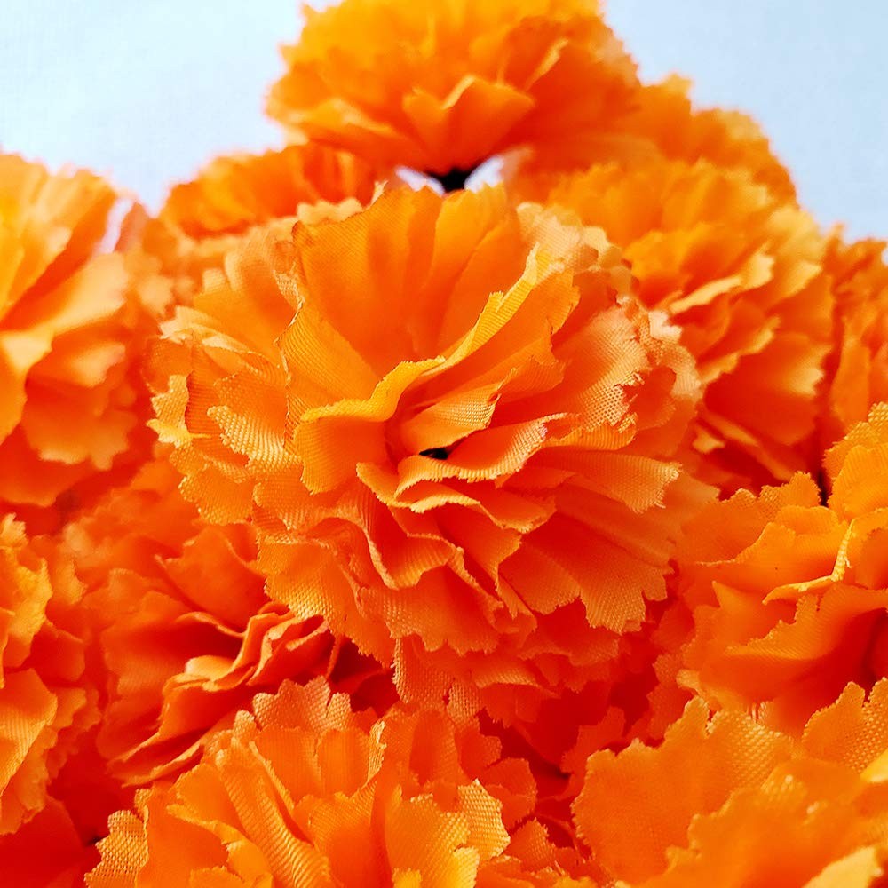 Cabezas de flores de caléndula de seda artificiales para Diwali, festival indio