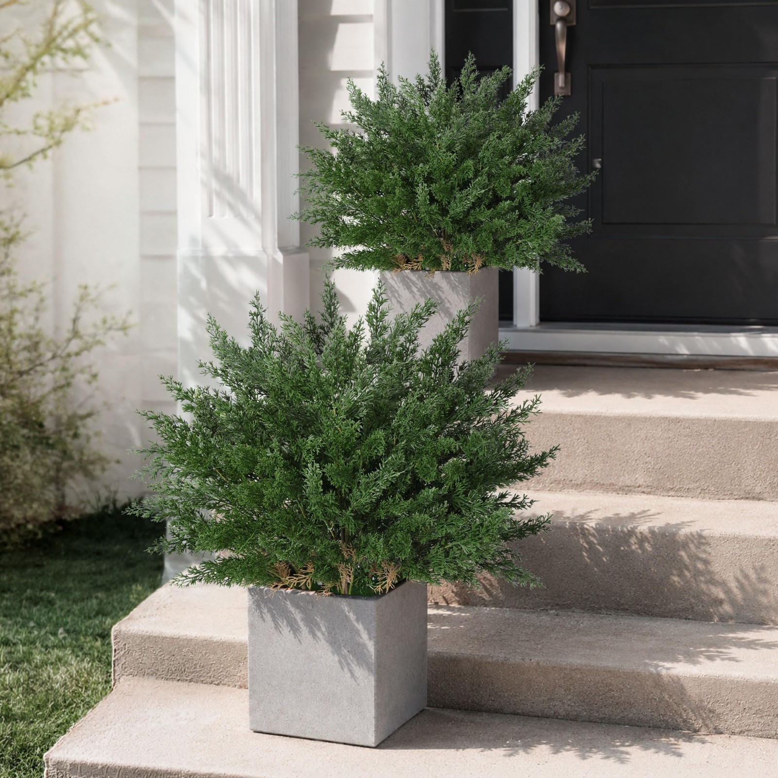 4 Bundles Realistic Cedar Stems – UV Resistant Artificial Greenery for Outdoor D